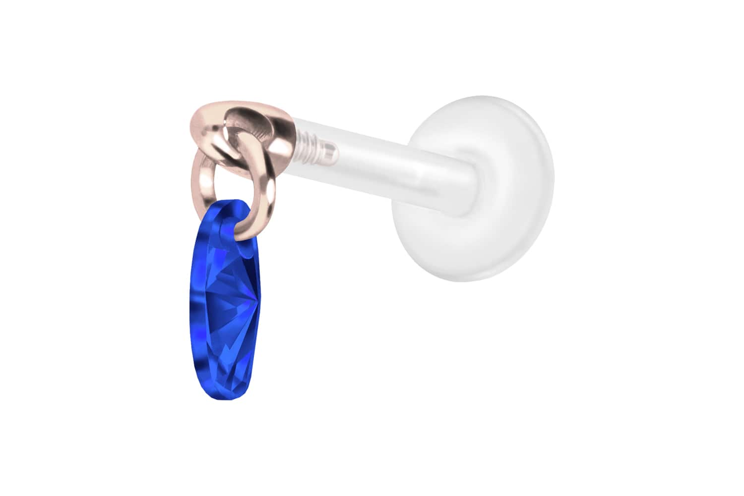 PTFE Labret Piercing mit Innengewinde + Titan-Aufsatz KRISTALLOVAL